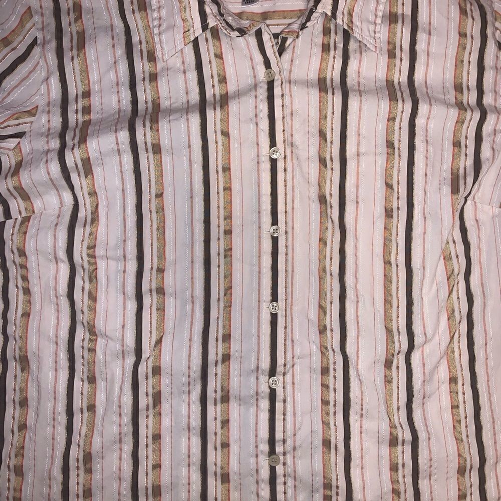 Talbots Plus Size Striped Button Front Shirt - Picture 2 of 6